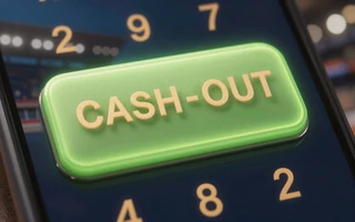 Leuchtend limegr&uuml;ner Cash-Out-Button auf dunkler Wettoberfl&auml;che bei Golazzo
