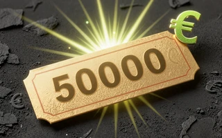 Leuchtendes goldenes Los als Symbol f&uuml;r die monatliche &euro;50.000-Verlosung im Golazzo Casino