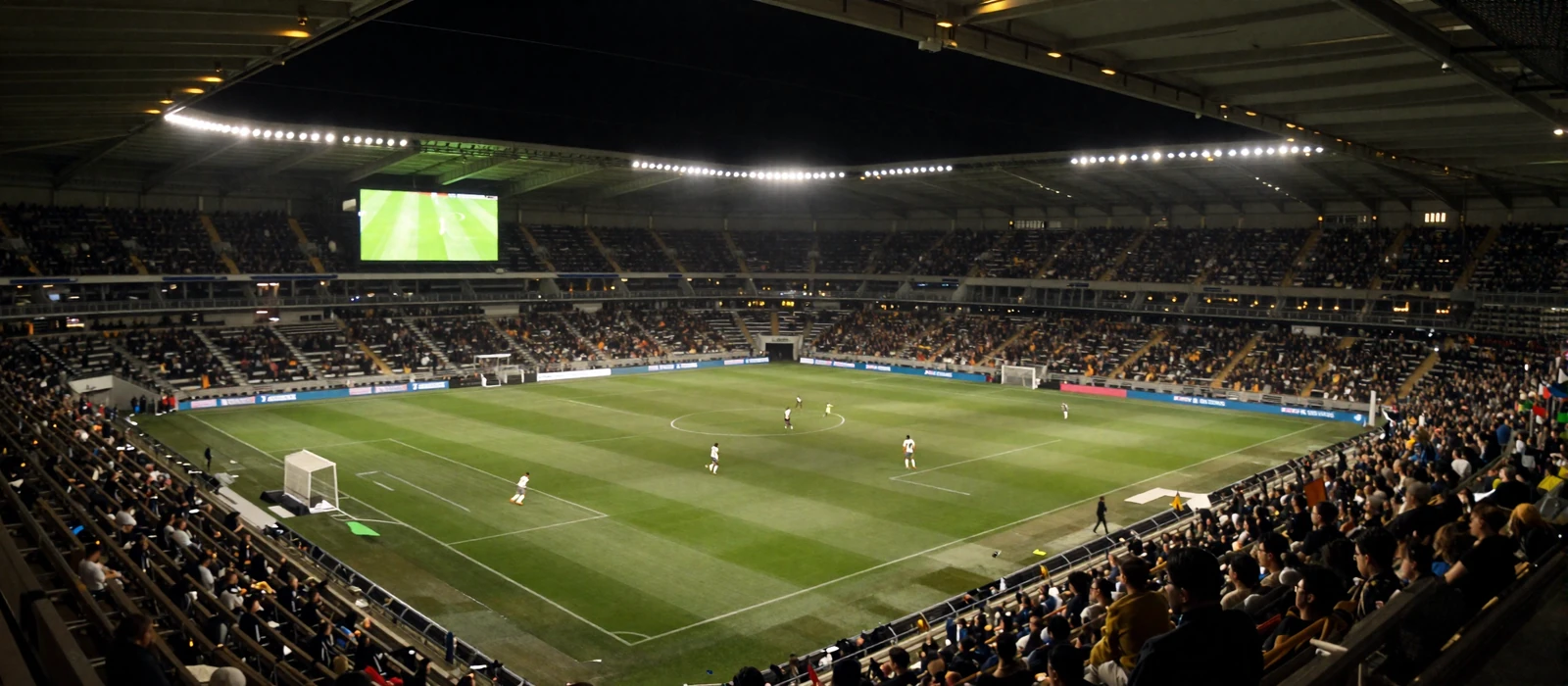 Beleuchtetes Fu&szlig;ballstadion bei Nacht als Kulisse f&uuml;r die Golazzo Sportwetten
