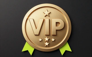 Goldenes VIP-Abzeichen mit Stufen als Symbol f&uuml;r das VIP-Programm von Golazzo